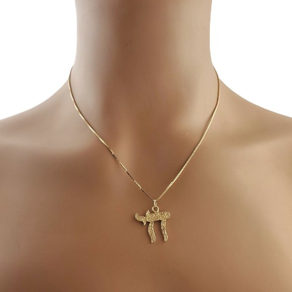 Vintage 14K Yellow Gold Chai Charm #11729 - Picture 3 of 3